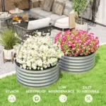 Outsunny Set of 2 Raised Garden Bed, Metal Planter Box with Safety Edging, Easy-to-assemble Stock Tank 3'x3'x1.4' Silver - Image 7