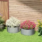 Outsunny Set of 2 Raised Garden Bed, Metal Planter Box with Safety Edging, Easy-to-assemble Stock Tank 3'x3'x1.4' Silver - Image 10