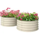 Set of 2 Raised Garden Bed, Metal Planter Box with Safety Edging, Easy-to-assemble Stock Tank, Cream - Image 11