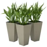 Outsunny Set of 3 28" Tall Plastic Planterswith Drainage Hole, Outdoor Flower Plant Pots, Indoor Planters for Porch Patio and Deck, Gray - Image 11