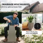 Outsunny Set of 3 28" Tall Plastic Planterswith Drainage Hole, Outdoor Flower Plant Pots, Indoor Planters for Porch Patio and Deck, Gray - Image 5