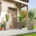 Outsunny Set of 3 28" Tall Plastic Planterswith Drainage Hole, Outdoor Flower Plant Pots, Indoor Planters for Porch Patio and Deck, Gray - Image 10