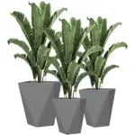 Set of 3 MgO Tall Planters Indoor Outdoor Stackable Flower Pots with Drainage Holes for Garden Balcony Gray