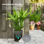 Set of 3 MgO Tall Planters Indoor Outdoor Stackable Flower Pots with Drainage Holes for Garden Balcony Gray - Image 5