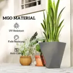 Set of 3 MgO Tall Planters Indoor Outdoor Stackable Flower Pots with Drainage Holes for Garden Balcony Gray - Image 7