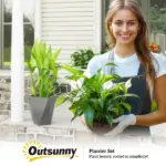 Set of 3 MgO Tall Planters Indoor Outdoor Stackable Flower Pots with Drainage Holes for Garden Balcony Gray - Image 9