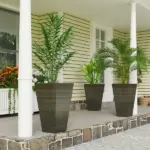 Outsunny Set of 3 Tall Planters, 28 Inch Outdoor Planter with Drainage Holes, Faux Wood Plastic Flower Pots, Dark Brown - Image 11