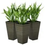 Outsunny Set of 3 Tall Planters, 28 Inch Outdoor Planter with Drainage Holes, Faux Wood Plastic Flower Pots, Dark Brown