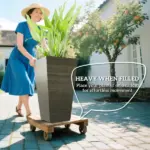 Outsunny Set of 3 Tall Planters, 28 Inch Outdoor Planter with Drainage Holes, Faux Wood Plastic Flower Pots, Dark Brown - Image 4