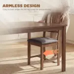 Set of 4 Dining Chairs, Upholstered Dining Room Chairs with Rubberwood Legs and Slat Backrest for Kitchen, Gray - Image 7