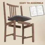 Set of 4 Dining Chairs, Upholstered Dining Room Chairs with Rubberwood Legs and Slat Backrest for Kitchen, Gray - Image 8