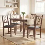 HOMCOM Set of 4 Dining Chairs, Upholstered X-Back Dining Room Chairs with Rubberwood Legs and Padded Seat for Kitchen, Gray - Image 11