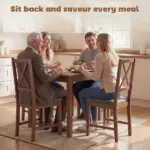 HOMCOM Set of 4 Dining Chairs, Upholstered X-Back Dining Room Chairs with Rubberwood Legs and Padded Seat for Kitchen, Gray - Image 4