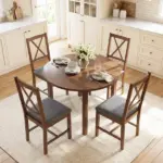 HOMCOM Set of 4 Dining Chairs, Upholstered X-Back Dining Room Chairs with Rubberwood Legs and Padded Seat for Kitchen, Gray - Image 9