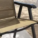 Outsunny Set of 4 Outdoor Folding Chairs, Stackable Patio Dining Chairs with Armrests, Metal Frame, Light Mixed Brown - Image 8