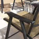Outsunny Set of 4 Outdoor Folding Chairs, Stackable Patio Dining Chairs with Armrests, Metal Frame, Light Mixed Brown - Image 9