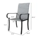 Outsunny Set of 4 Outdoor Wicker Dining Chairs with Armrest, Steel Frame, High Back and Deep Seating, Gray - Image 3