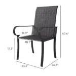 Outsunny Set of 4 Outdoor Wicker Dining Chairs with Armrest, Steel Frame, Highback and Deep Seating, Brown - Image 3