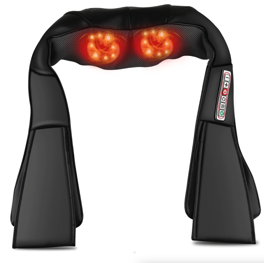 Shiatsu Neck Back and Shoulder Massager with Heat and 3 Speed Kneading