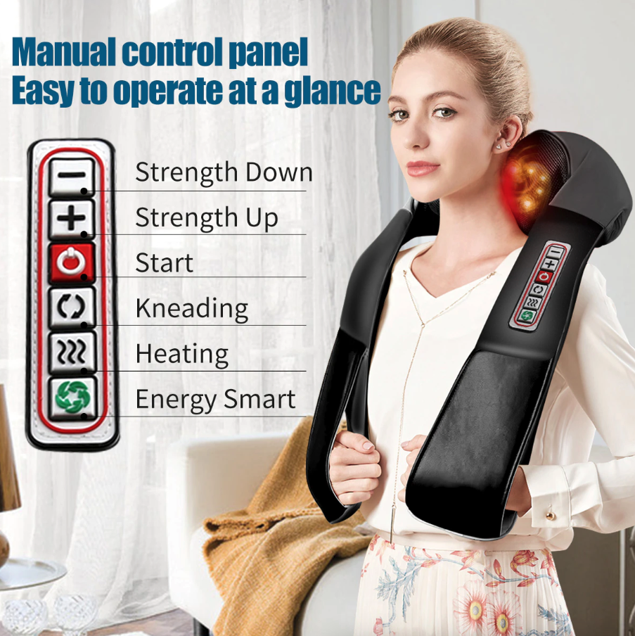 Shiatsu Neck Back and Shoulder Massager with Heat and 3 Speed Kneading