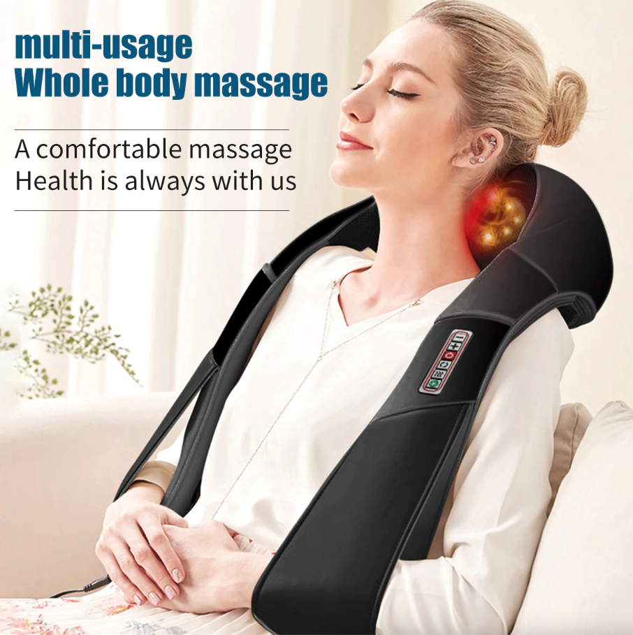 Shiatsu Neck Back and Shoulder Massager with Heat and 3 Speed Kneading