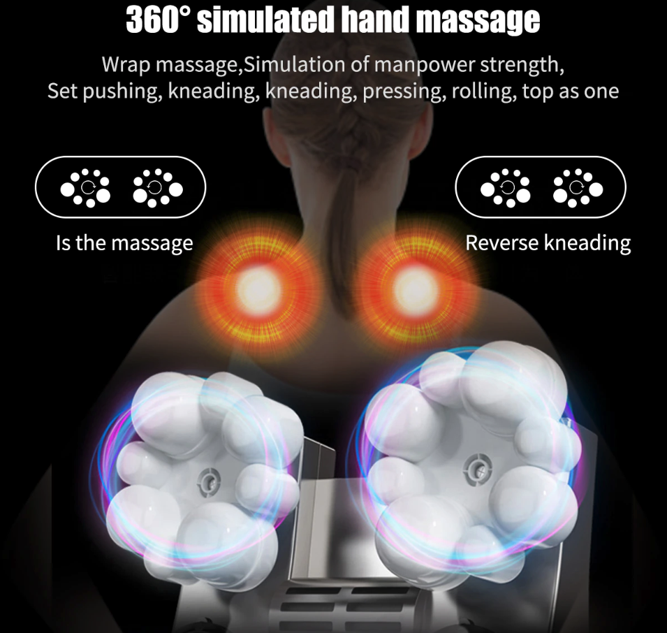 Shiatsu Neck Back and Shoulder Massager with Heat and 3 Speed Kneading