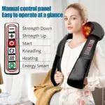 Shiatsu Neck Back and Shoulder Massager with Heat and 3 Speed Kneading - Image 2
