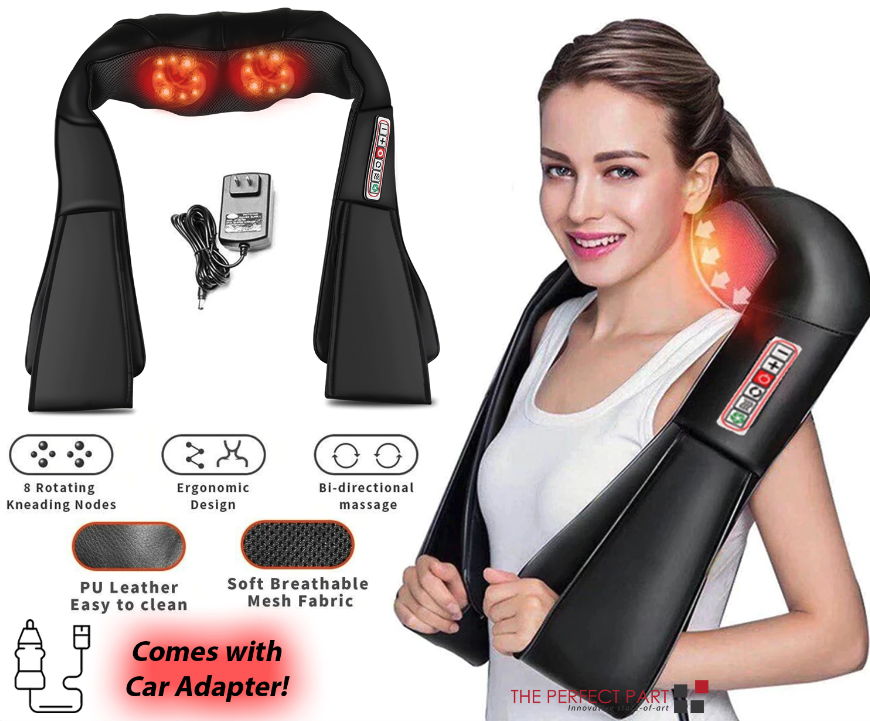 Shiatsu Neck Back and Shoulder Massager with Heat and 3 Speed Kneading