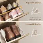 HOMCOM Shoe Cabinet with 2 Flip Drawers, Boho Narrow Shoe Storage Cabinet, Oak - Image 6