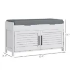 HOMCOM Shoe Storage Bench, Modern Entryway Bench with Cushion, Hidden Compartments, Adjustable Shelves, Shutter Doors, White - Image 3
