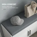 HOMCOM Shoe Storage Bench, Modern Entryway Bench with Cushion, Hidden Compartments, Adjustable Shelves, Shutter Doors, White - Image 5