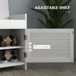 HOMCOM Shoe Storage Bench, Modern Entryway Bench with Cushion, Hidden Compartments, Adjustable Shelves, Shutter Doors, White - Image 6