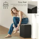Shoe Storage Bench with Padded Seat Cushion and Flip-Drawer, Entryway Bench, Shoe Cabinet, 24.4x10.2x18.7 Inches, Black - Image 7