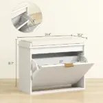 Shoe Storage Bench with Padded Seat Cushion and Flip-Drawer, Entryway Bench, Shoe Cabinet, 24.4x10.2x18.7 Inches, White - Image 3