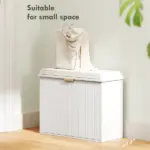 Shoe Storage Bench with Padded Seat Cushion and Flip-Drawer, Entryway Bench, Shoe Cabinet, 24.4x10.2x18.7 Inches, White - Image 4