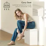 Shoe Storage Bench with Padded Seat Cushion and Flip-Drawer, Entryway Bench, Shoe Cabinet, 24.4x10.2x18.7 Inches, White - Image 7