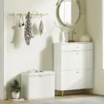 Shoe Storage Bench with Padded Seat Cushion and Flip-Drawer, Entryway Bench, Shoe Cabinet, 24.4x10.2x18.7 Inches, White - Image 8