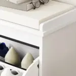 Shoe Storage Bench with Padded Seat Cushion and Flip-Drawer, Entryway Bench, Shoe Cabinet, 24.4x10.2x18.7 Inches, White - Image 9