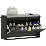 HOMCOM Shoe Storage Bench with Padded Seat Cushion and Flip-Drawer, Entryway Bench, Shoe Cabinet, 31.5x10.2x18.7 Inches, Black - Image 11