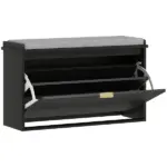HOMCOM Shoe Storage Bench with Padded Seat Cushion and Flip-Drawer, Entryway Bench, Shoe Cabinet, 31.5x10.2x18.7 Inches, Black - Image 12