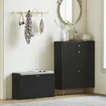 HOMCOM Shoe Storage Bench with Padded Seat Cushion and Flip-Drawer, Entryway Bench, Shoe Cabinet, 31.5x10.2x18.7 Inches, Black - Image 8