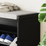 HOMCOM Shoe Storage Bench with Padded Seat Cushion and Flip-Drawer, Entryway Bench, Shoe Cabinet, 31.5x10.2x18.7 Inches, Black - Image 9