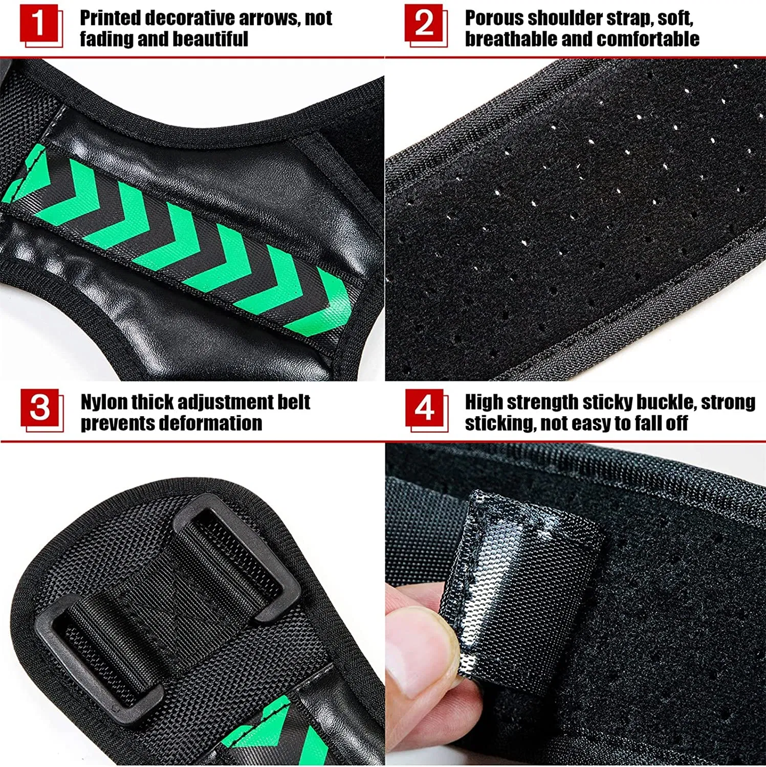Adjustable Neoprene Posture Corrector Back and Shoulder Support Brace Black Green