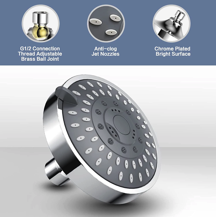 5-Mode Handheld Shower Head with Adjustable Brass Joint
