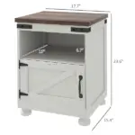 Side Table with Storage, End Table with Open Shelf, Cupboard and Wood Legs, Modern and Farmhouse Style, White - Image 3