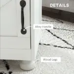 Side Table with Storage, End Table with Open Shelf, Cupboard and Wood Legs, Modern and Farmhouse Style, White - Image 5