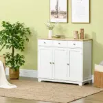 HOMCOM Sideboard Buffet Cabinet, 3-Doors Kitchen Cabinet, Coffee Bar Storage with 3 Drawers, Adjustable Shelf for Living Room and Hallway, White - Image 13