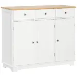 HOMCOM Sideboard Buffet Cabinet, 3-Doors Kitchen Cabinet, Coffee Bar Storage with 3 Drawers, Adjustable Shelf for Living Room and Hallway, White