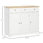 HOMCOM Sideboard Buffet Cabinet, 3-Doors Kitchen Cabinet, Coffee Bar Storage with 3 Drawers, Adjustable Shelf for Living Room and Hallway, White - Image 3
