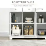 HOMCOM Sideboard Buffet Cabinet, 3-Doors Kitchen Cabinet, Coffee Bar Storage with 3 Drawers, Adjustable Shelf for Living Room and Hallway, White - Image 5